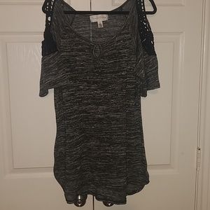 Long cold shoulder top